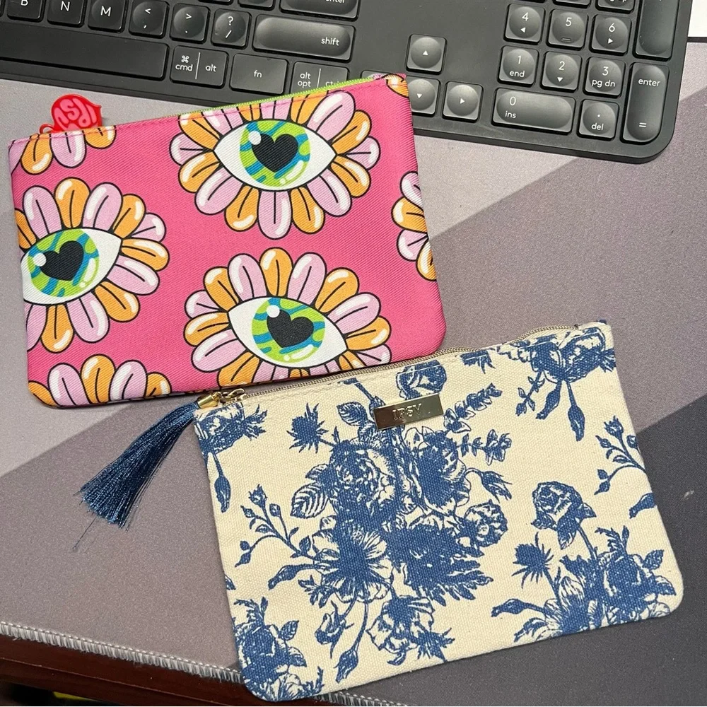 2 floral makeup pouch July sale